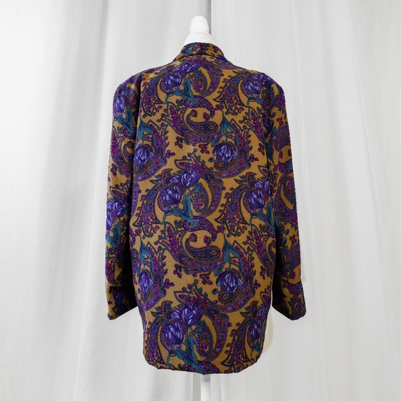 Vintage 90s Michelle Stuart Eclectic Paisley Oversized Blazer - Picture 5 of 6